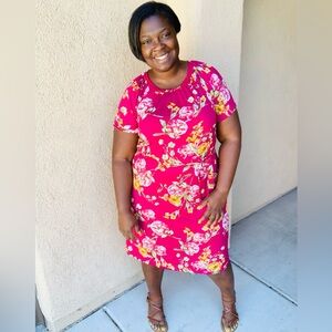 EUC Piphany Floral Burgundy Sheath Dress